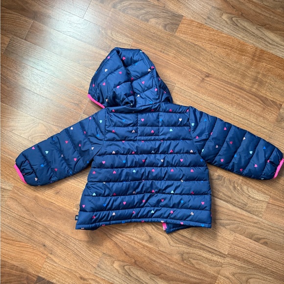 GAP Kids Navy Puffer Jacket with Pink Trim 3t - Picture 2 of 4